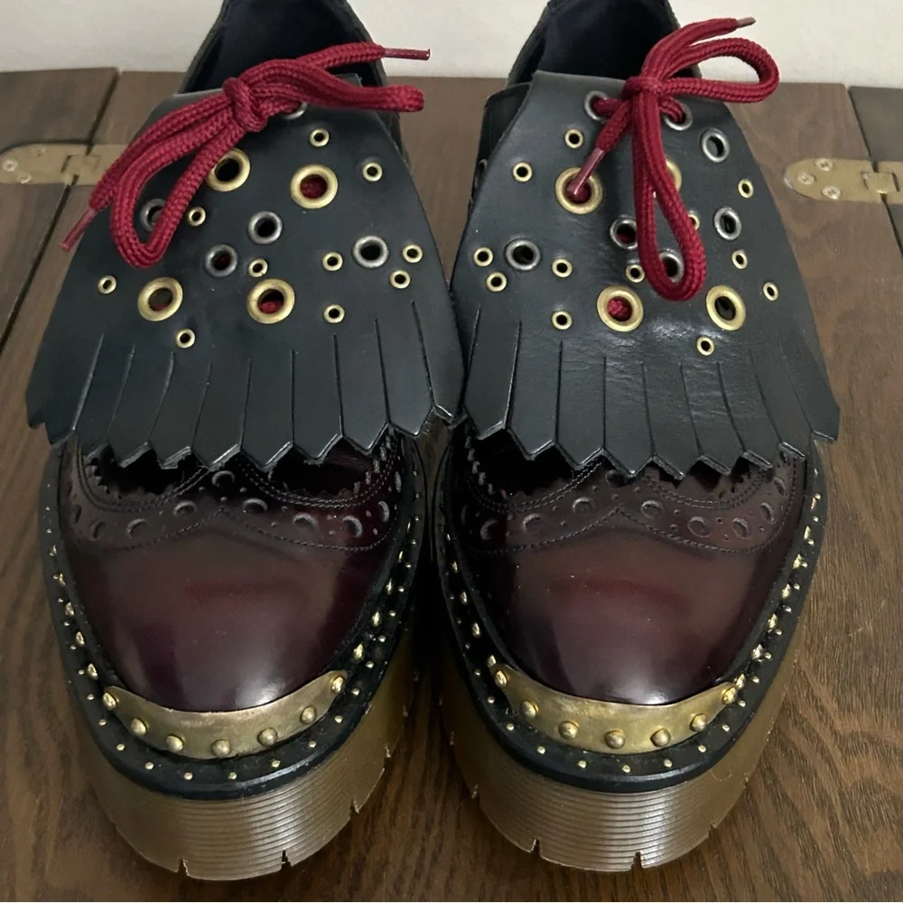 Burberry Shoes Two Tone Brouge Leather Bissett Fringe Slip-on Platform 36.5 /6.5